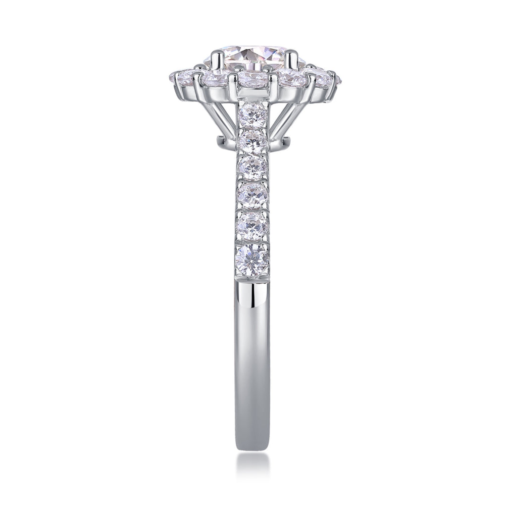 True Love 1 Carat Moissanite Halo Ring in Sterling Silver