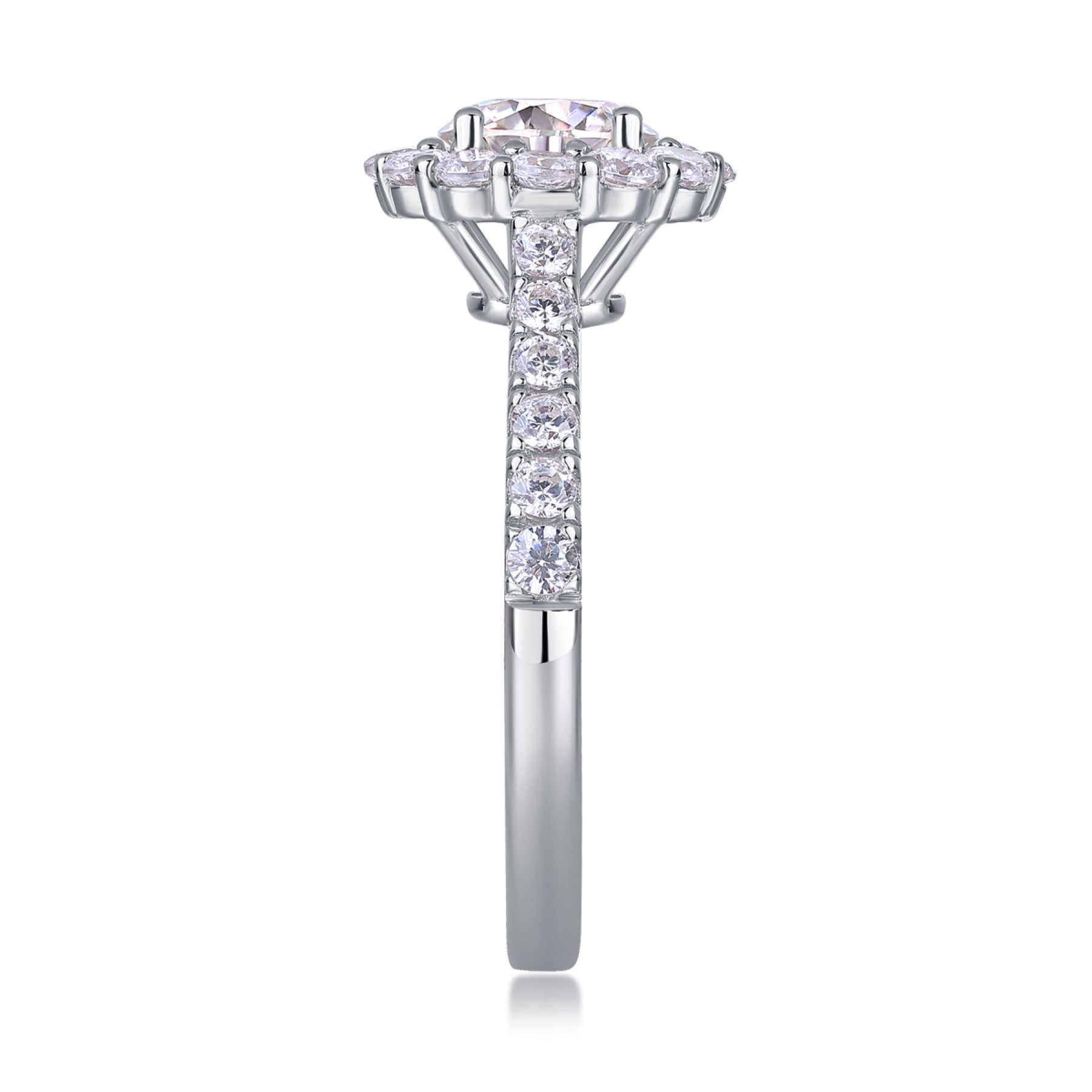 True Love 1 Carat Moissanite Halo Ring in Sterling Silver