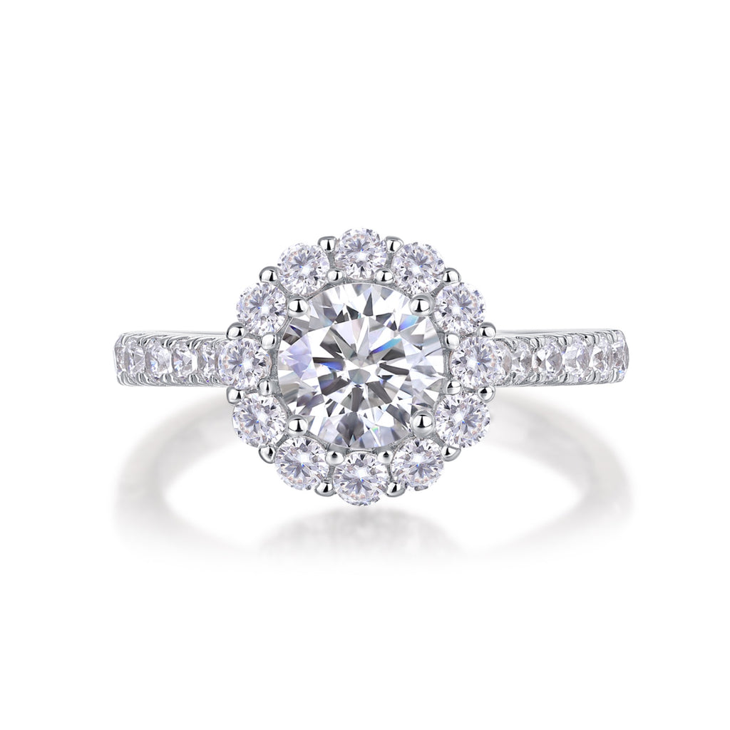 True Love 1 Carat Moissanite Halo Ring in Sterling Silver