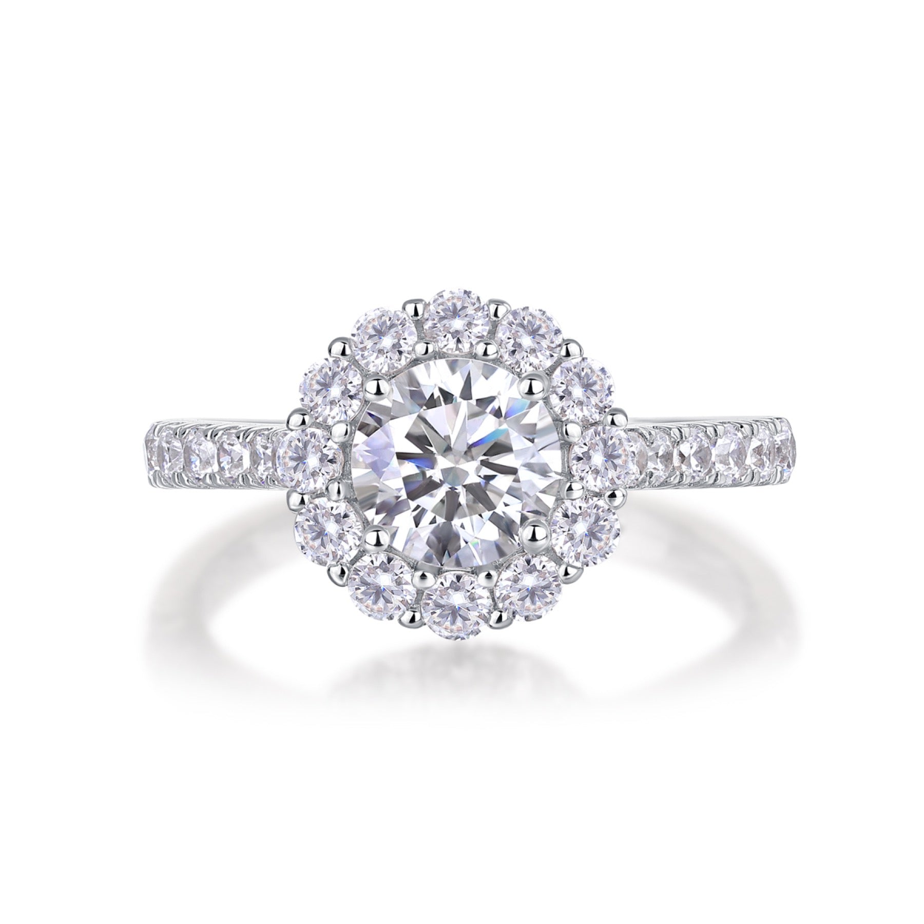 True Love 1 Carat Moissanite Halo Ring in Sterling Silver
