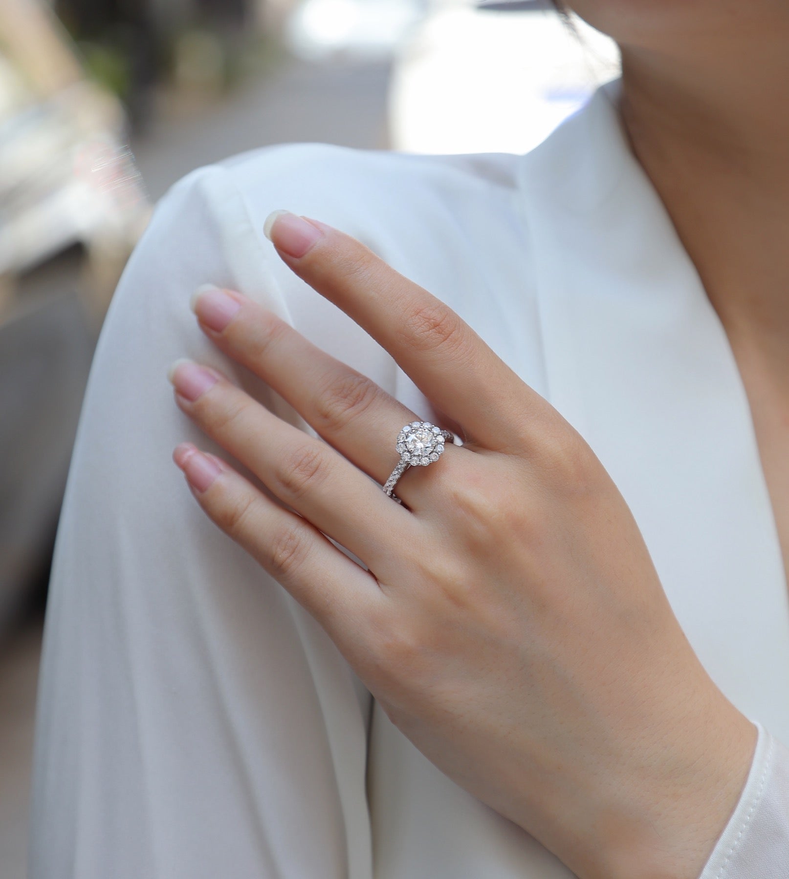 True Love 1 Carat Moissanite Halo Ring in Sterling Silver