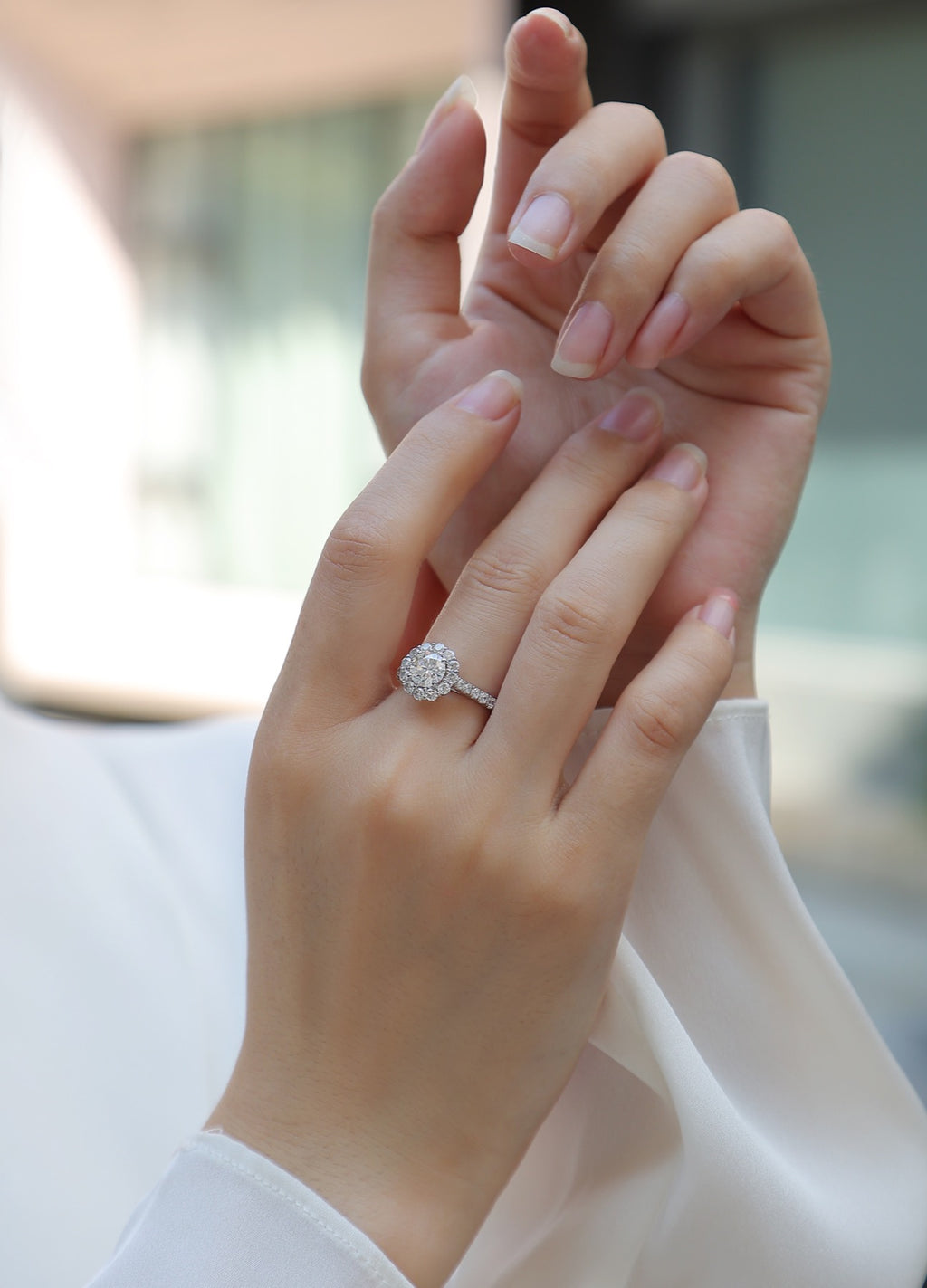 True Love 1 Carat Moissanite Halo Ring in Sterling Silver