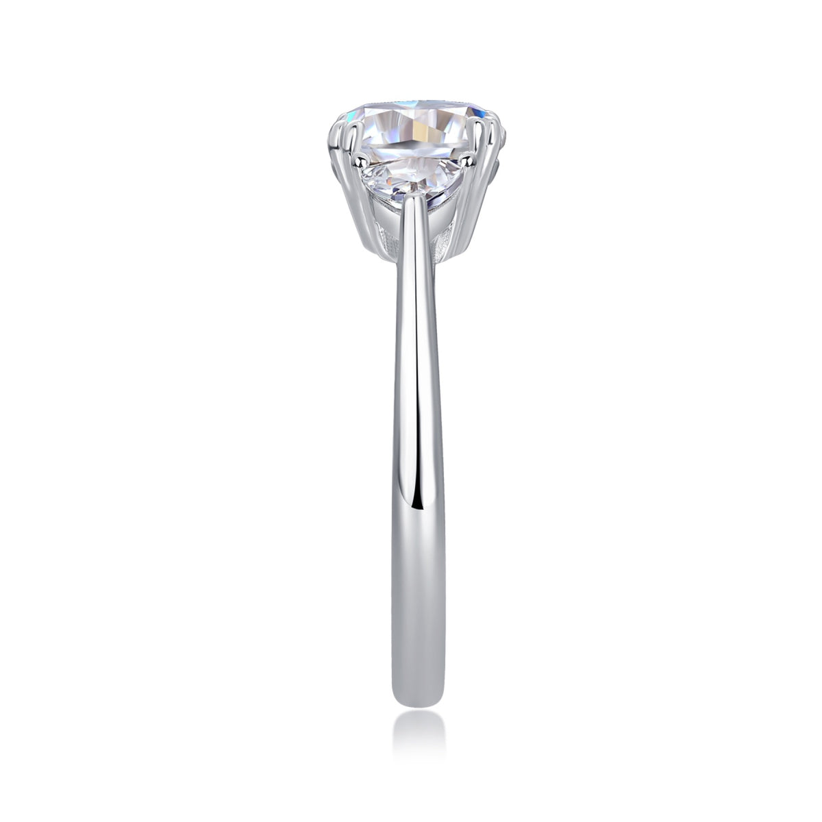 Guardian 2 Carat Cushion-Cut Moissanite Three-Stone Ring in Sterling Silver