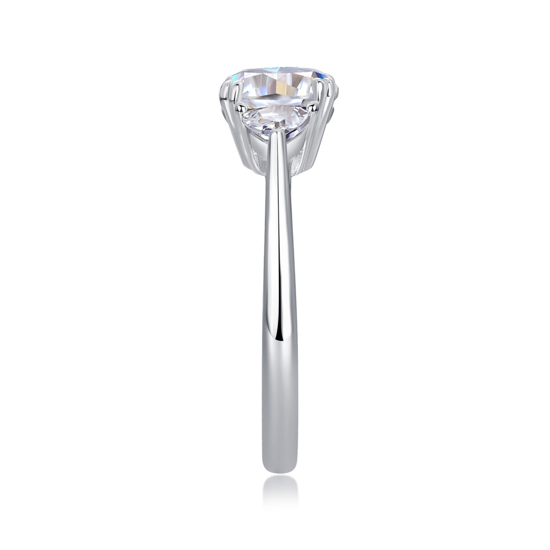 Guardian Cushion-Cut Moissanite Three-Stone Ring in Sterling Silver