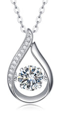 Dewdrop 1 Carat Moissanite Teardrop Pendant Necklace in Sterling Silver