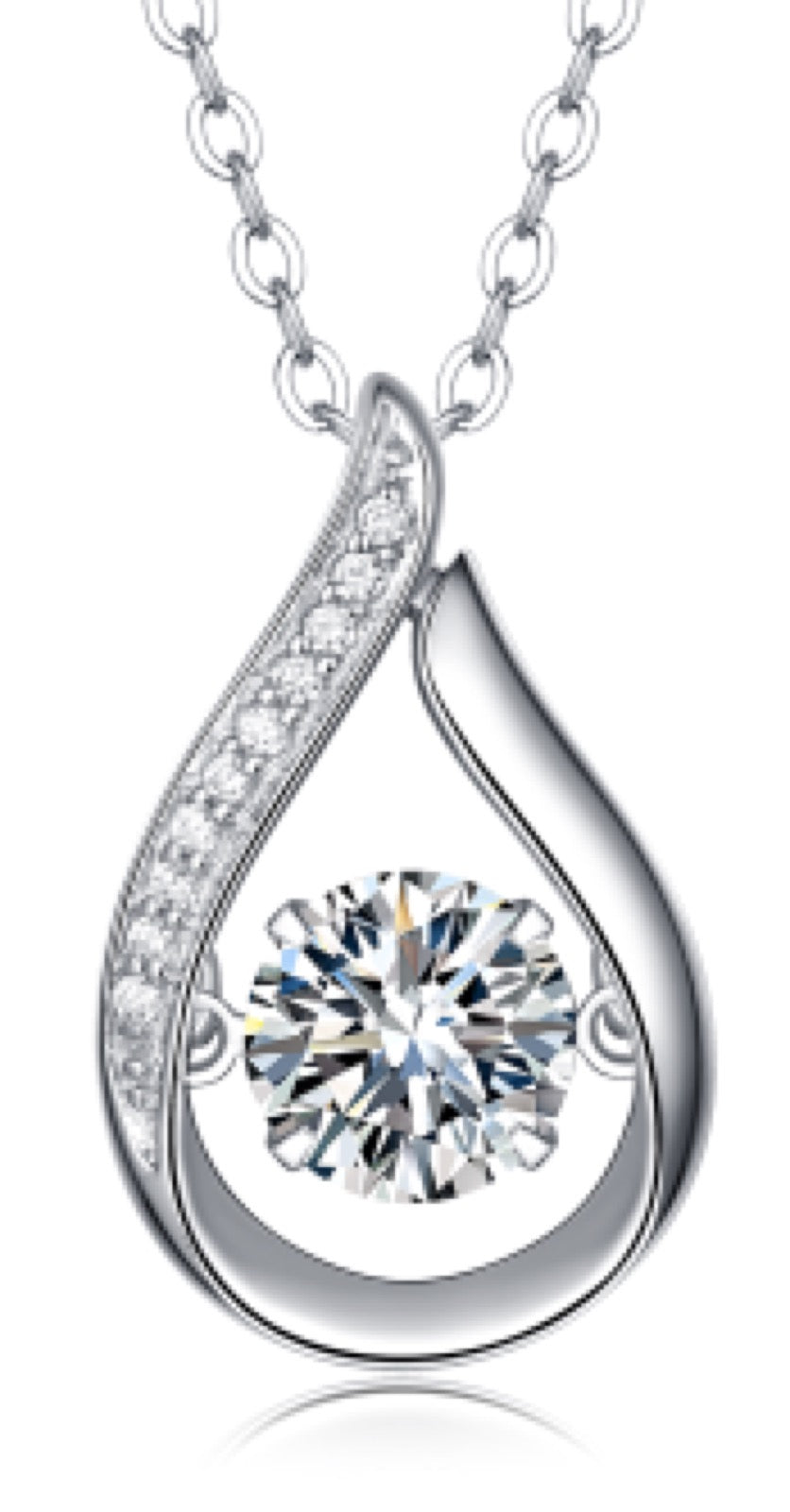 Dewdrop 1 Carat Moissanite Teardrop Pendant Necklace in Sterling Silver