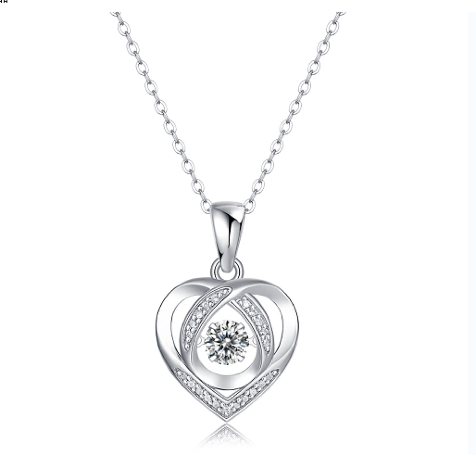 Heartbeat 0.5 Carat Moissanite Heart Pendant Necklace in Sterling Silver
