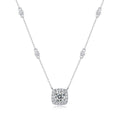 Destiny 1 Carat Moissanite Halo Pendant Necklace in Sterling Silver