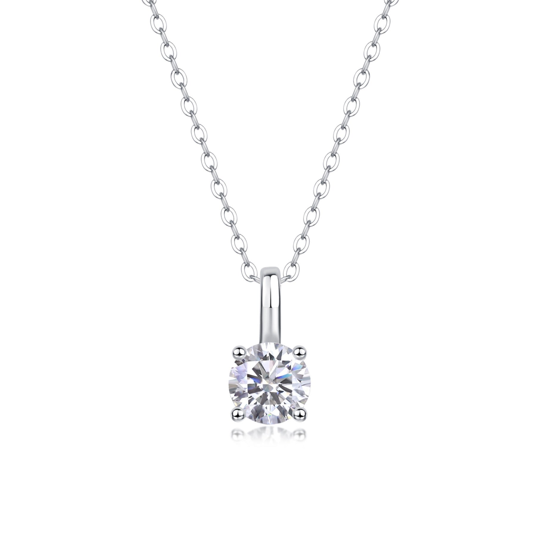 Encounter 1 Carat Moissanite Solitaire Pendant Necklace in Sterling Silver