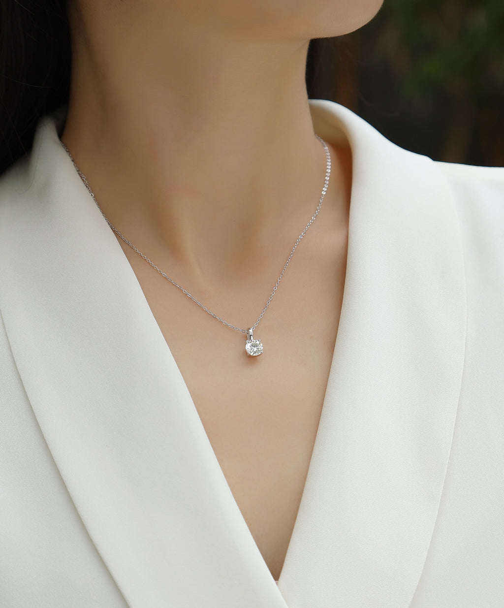 Encounter 1 Carat Moissanite Solitaire Pendant Necklace in Sterling Silver