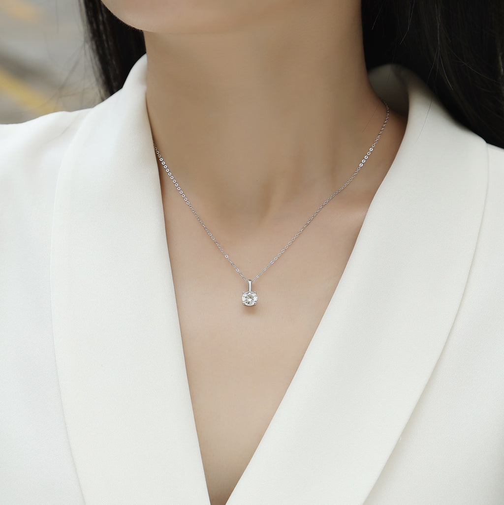 Encounter 1 Carat Moissanite Solitaire Pendant Necklace in Sterling Silver