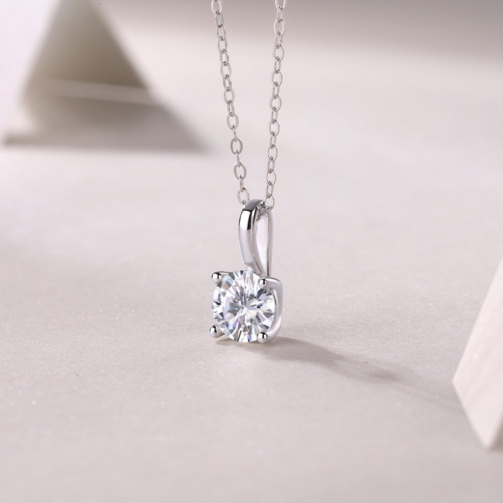 Encounter 1 Carat Moissanite Solitaire Pendant Necklace in Sterling Silver