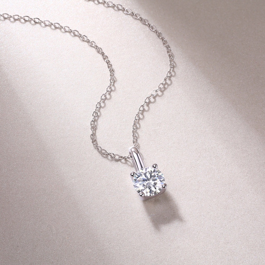 Encounter 1 Carat Moissanite Solitaire Pendant Necklace in Sterling Silver