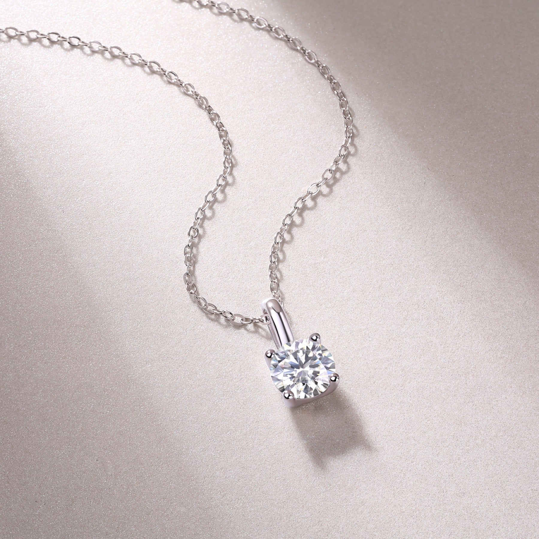 Encounter 1 Carat Moissanite Solitaire Pendant Necklace in Sterling Silver