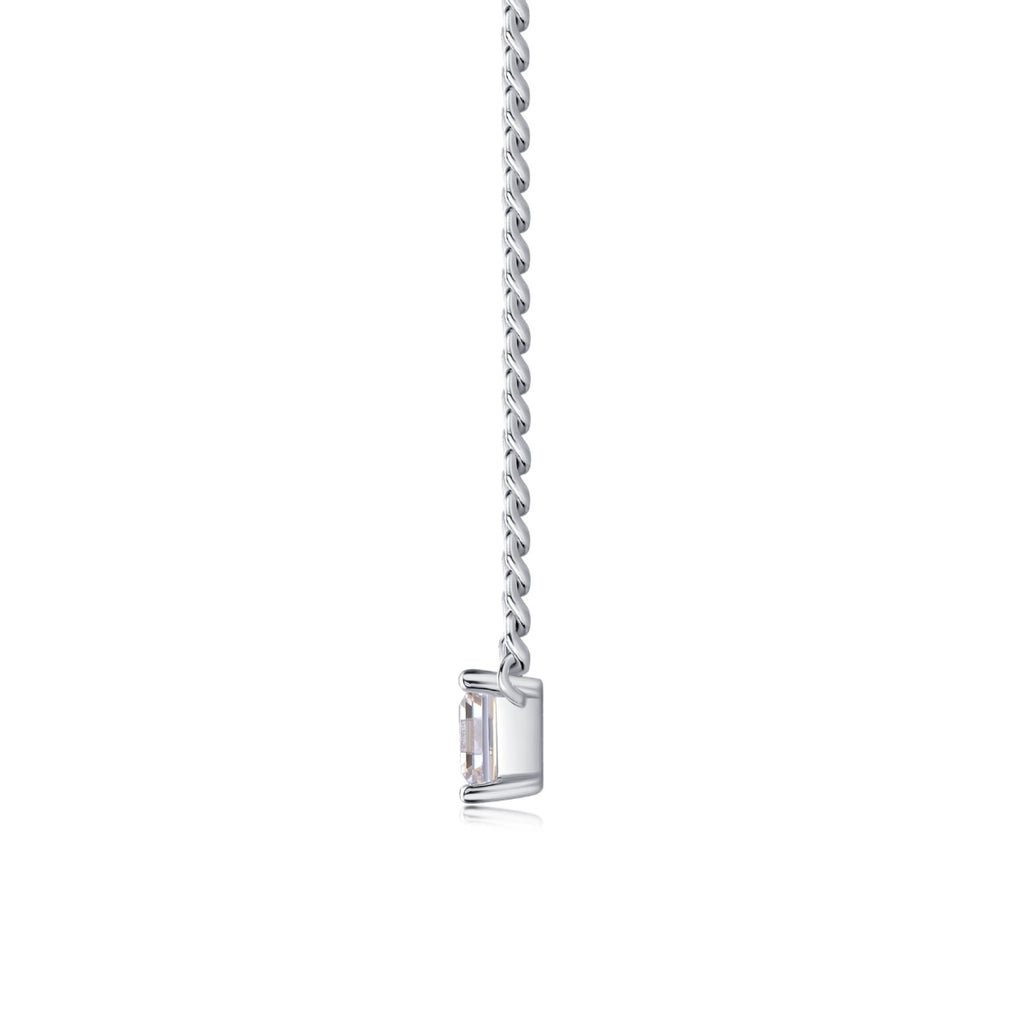 Bravado Square-Cut Moissanite Cuban Chain Necklace in Sterling Silver