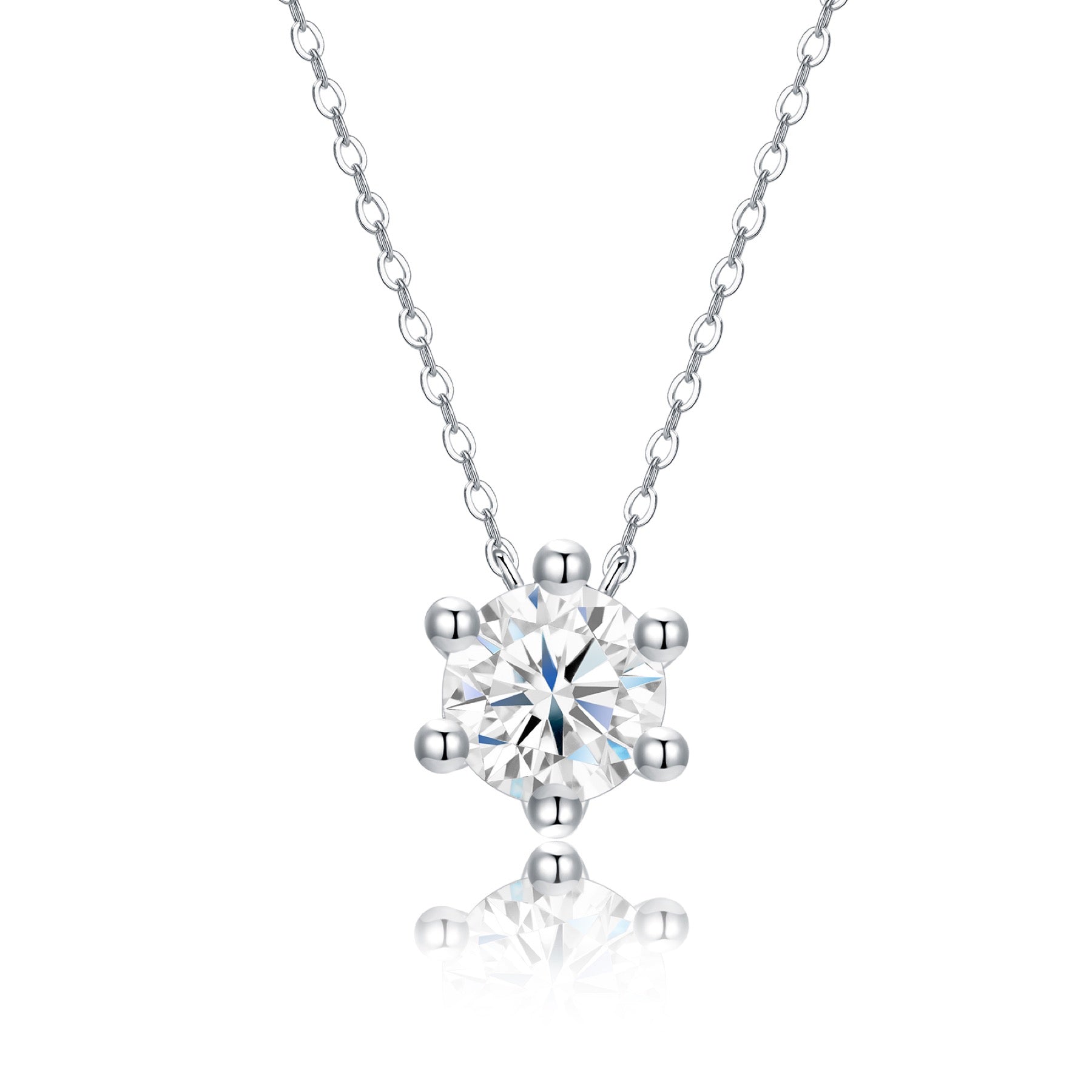 Rosé Moissanite Solitaire Pendant Necklace in Sterling Silver