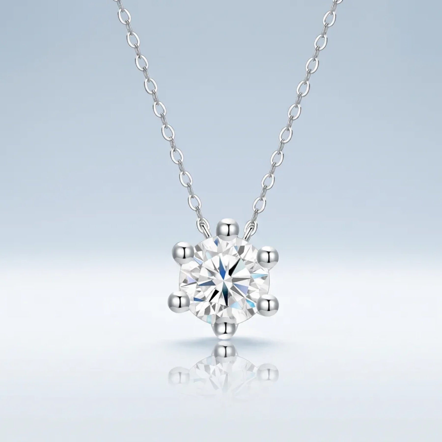 Rosé Moissanite Solitaire Pendant Necklace in Sterling Silver