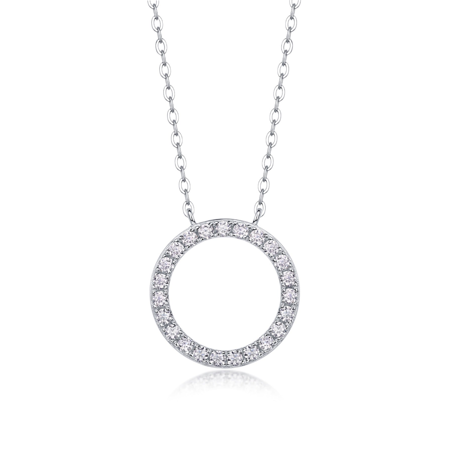 Orbit Moissanite Open Circle Necklace in Sterling Silver