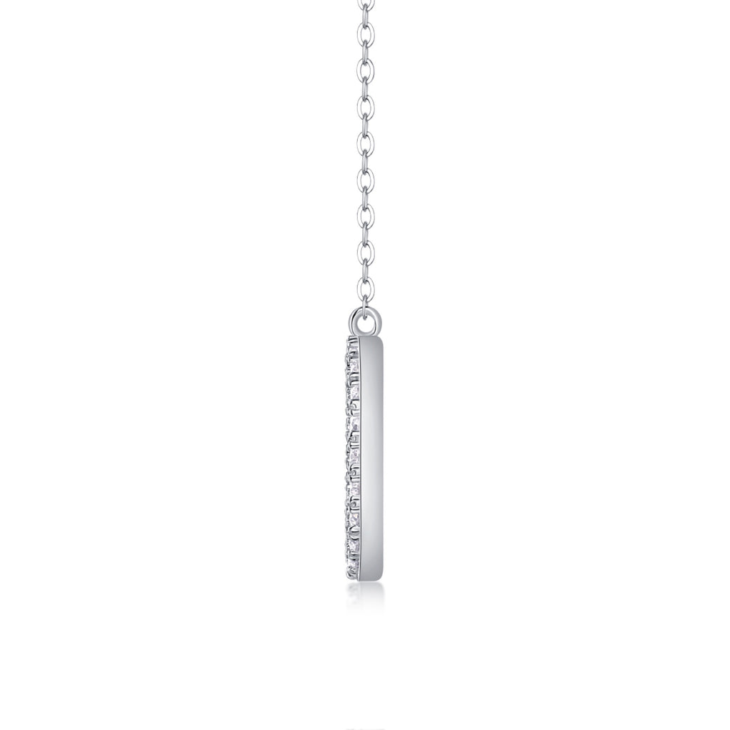 Orbit Moissanite Open Circle Necklace in Sterling Silver