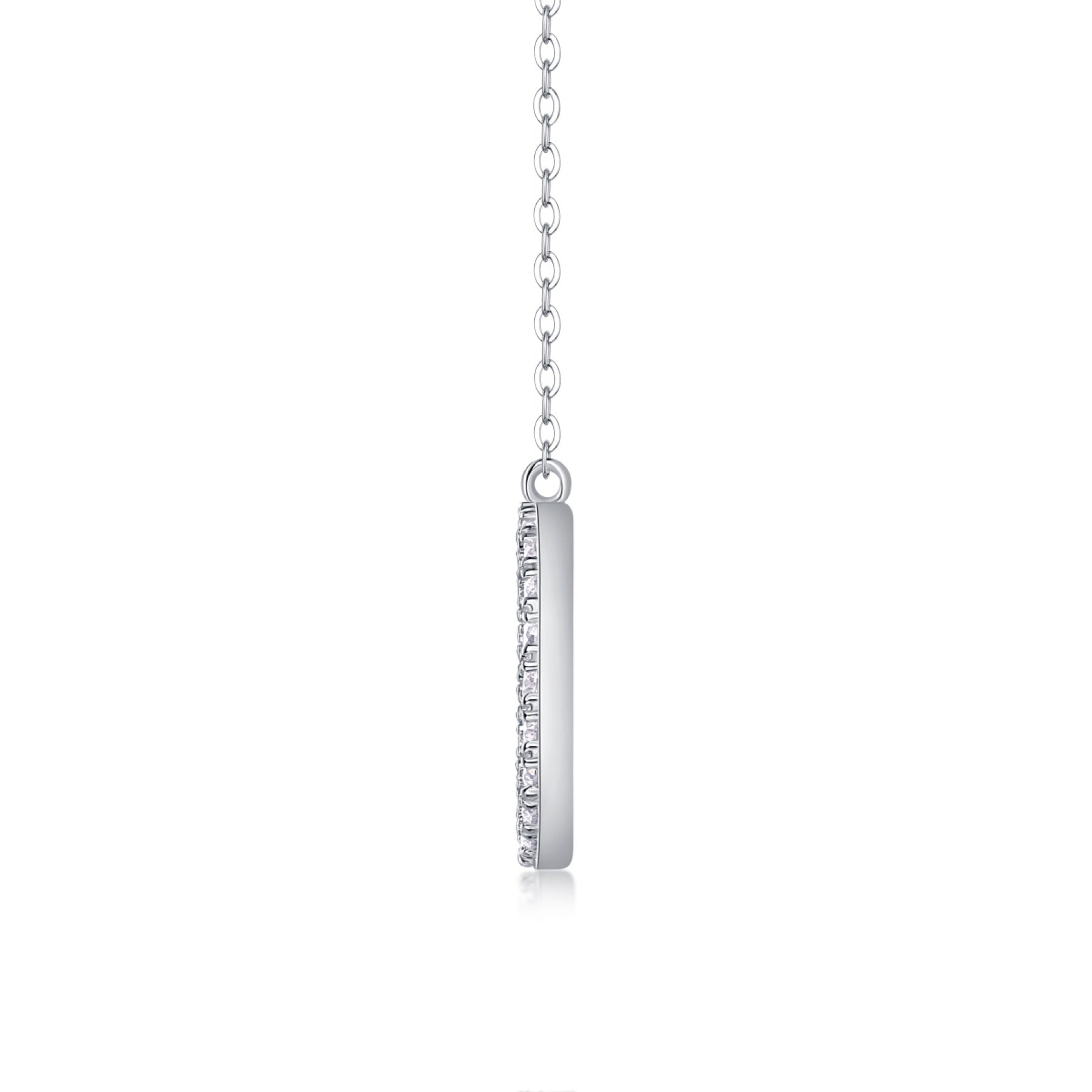 Orbit Moissanite Open Circle Necklace in Sterling Silver