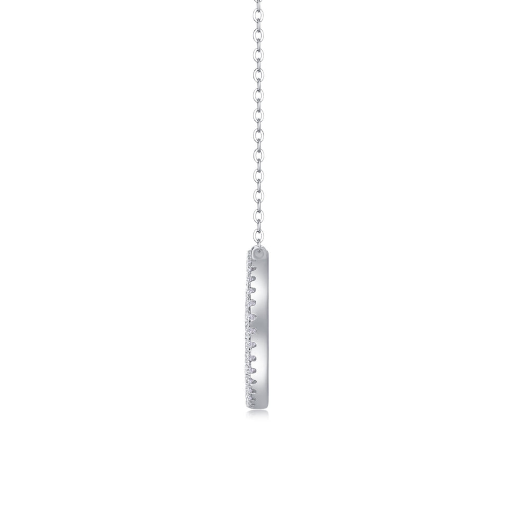 Concentric Moissanite Double Circle Necklace in Sterling Silver