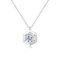 Facet 1 Carat Moissanite Hexagon Pendant Necklace in Sterling Silver