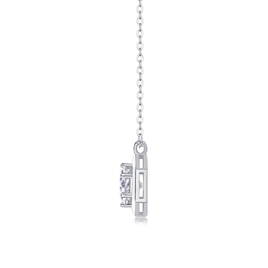 Facet 1 Carat Moissanite Hexagon Pendant Necklace in Sterling Silver