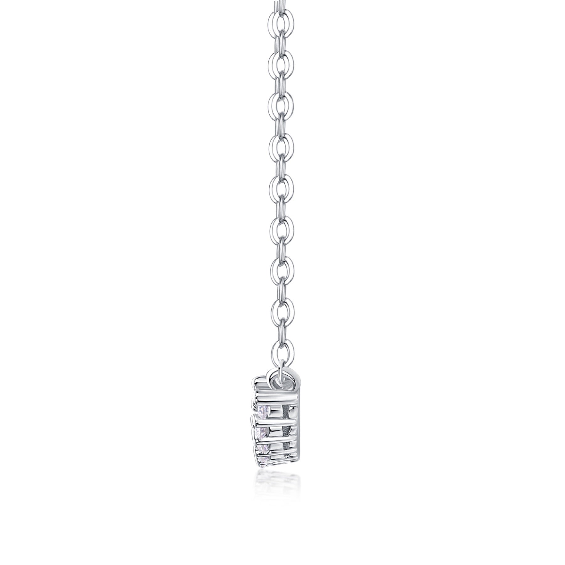 Ease Moissanite Curved Bar Necklace in Sterling Silver