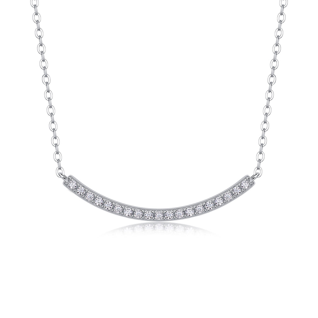Grace Moissanite Curved Bar Necklace in Sterling Silver