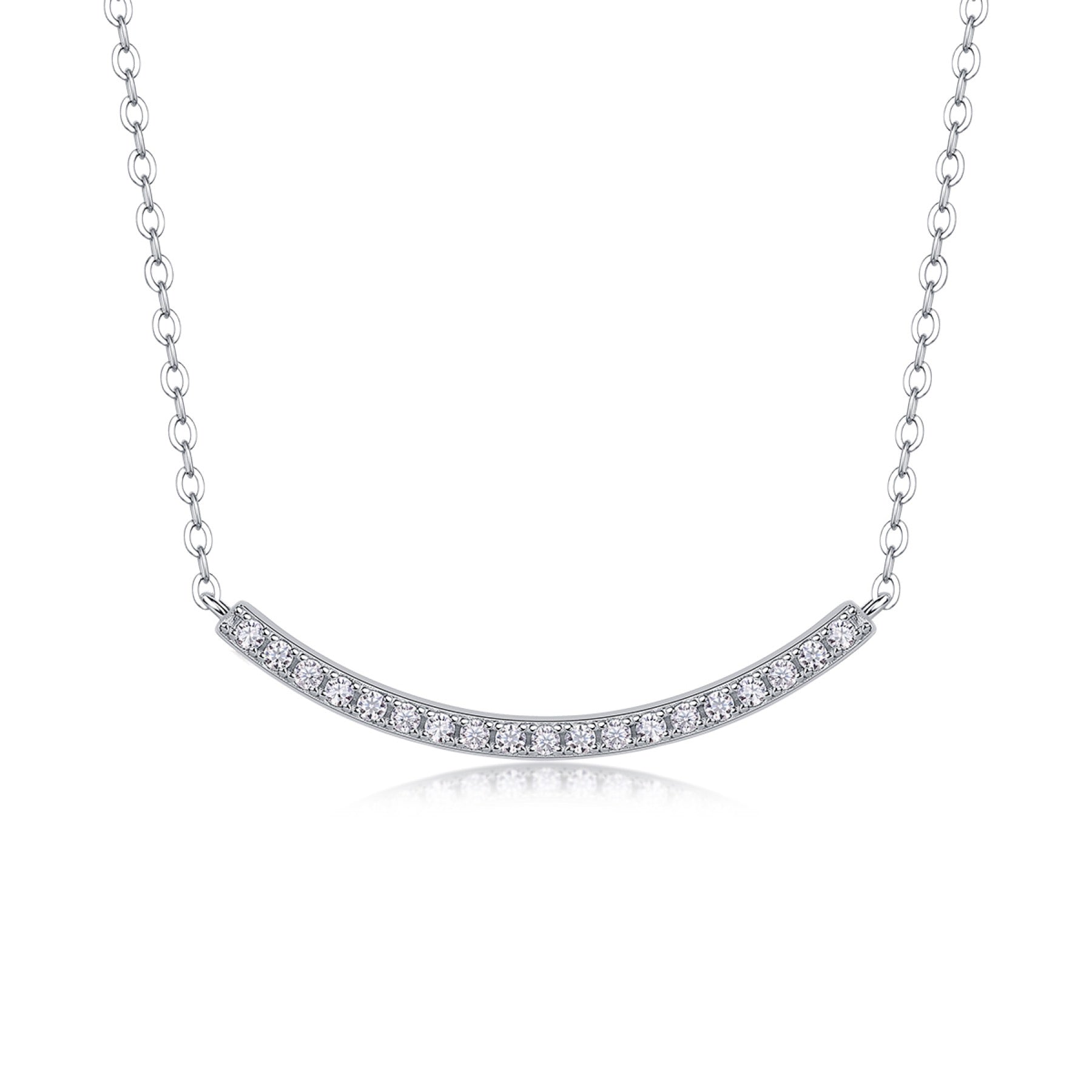 Grace Moissanite Curved Bar Necklace in Sterling Silver