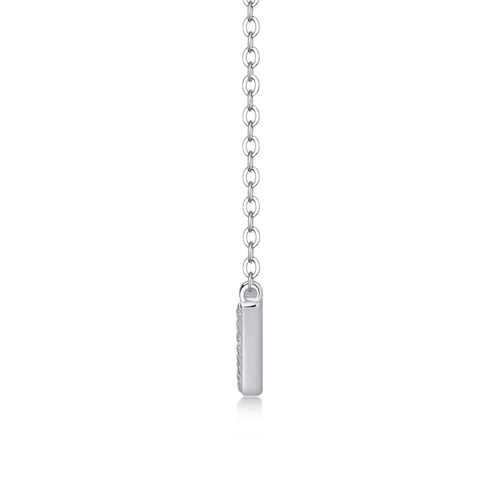 Grace Moissanite Curved Bar Necklace in Sterling Silver