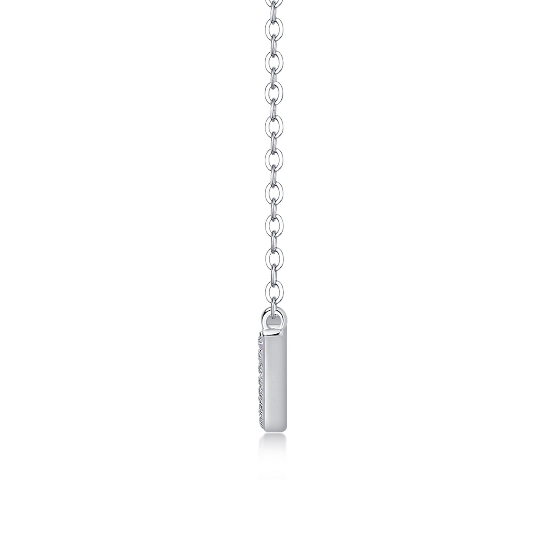 Grace Moissanite Curved Bar Necklace in Sterling Silver