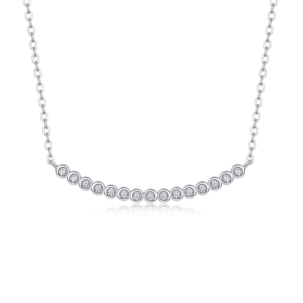 Float Moissanite Curved Bar Necklace in Sterling Silver