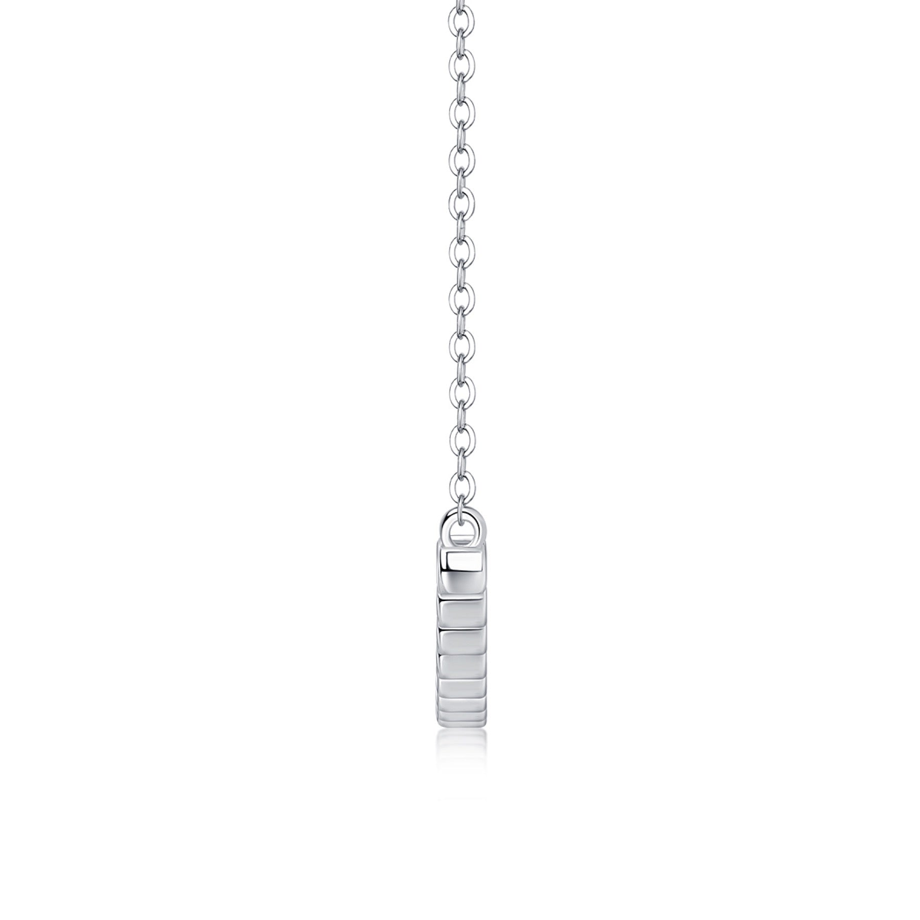 Float Moissanite Curved Bar Necklace in Sterling Silver