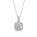 Aurora 1 Carat Moissanite Halo Pendant Necklace in Sterling Silver