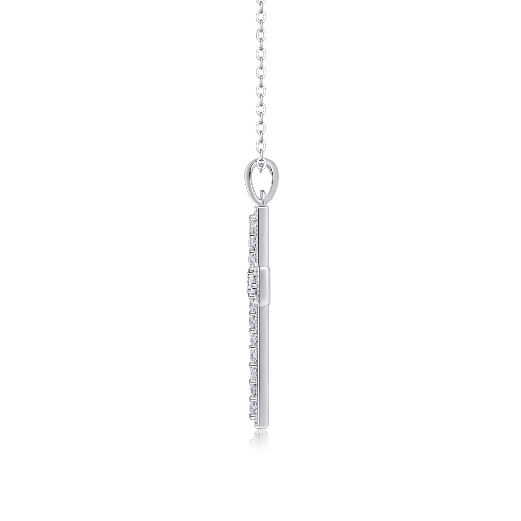 Sanctuary Moissanite Cross Necklace in Sterling Silver