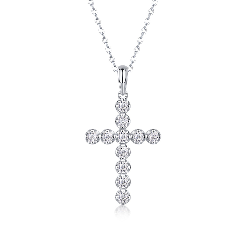 Vigil Moissanite Cross Necklace in Sterling Silver