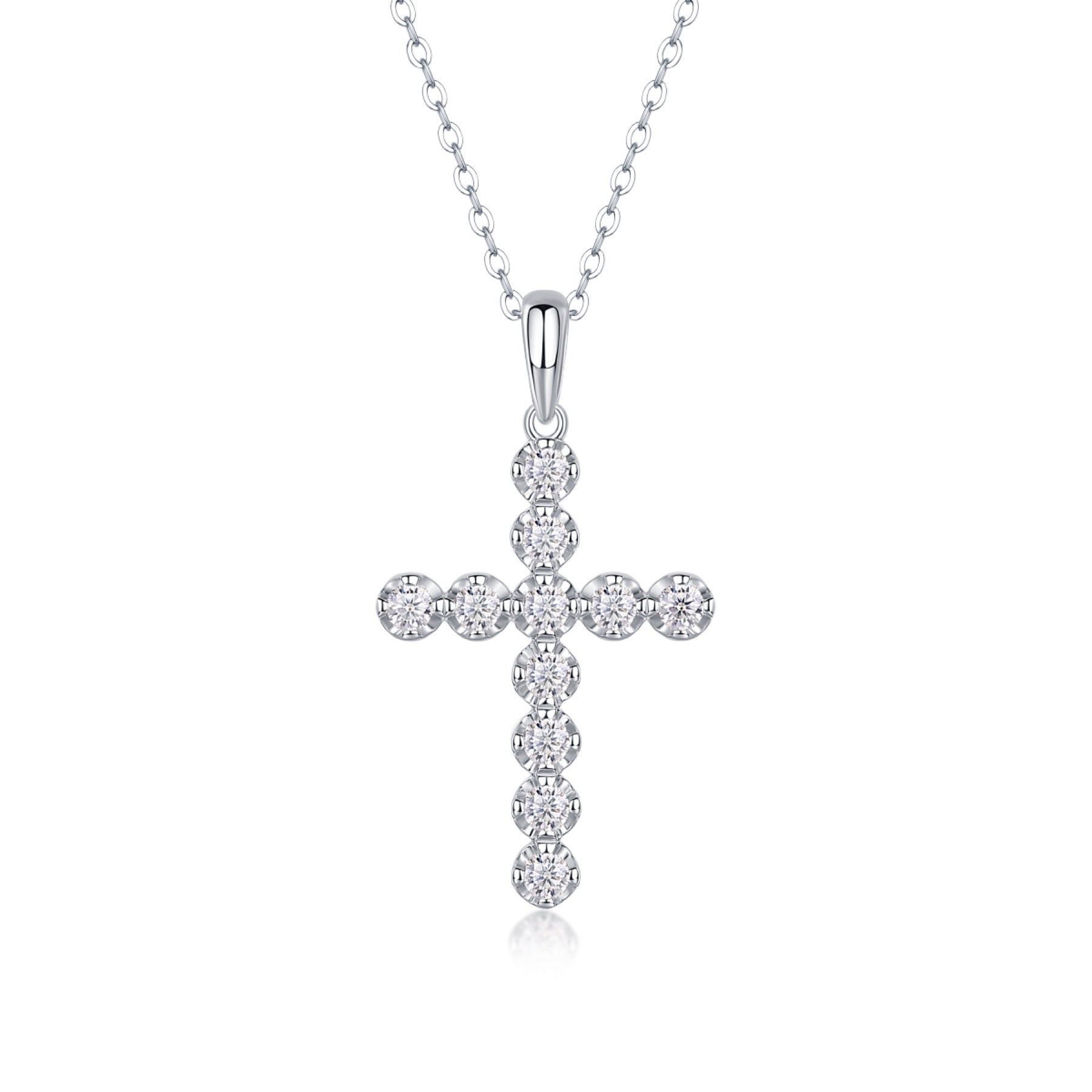 Vigil Moissanite Cross Necklace in Sterling Silver