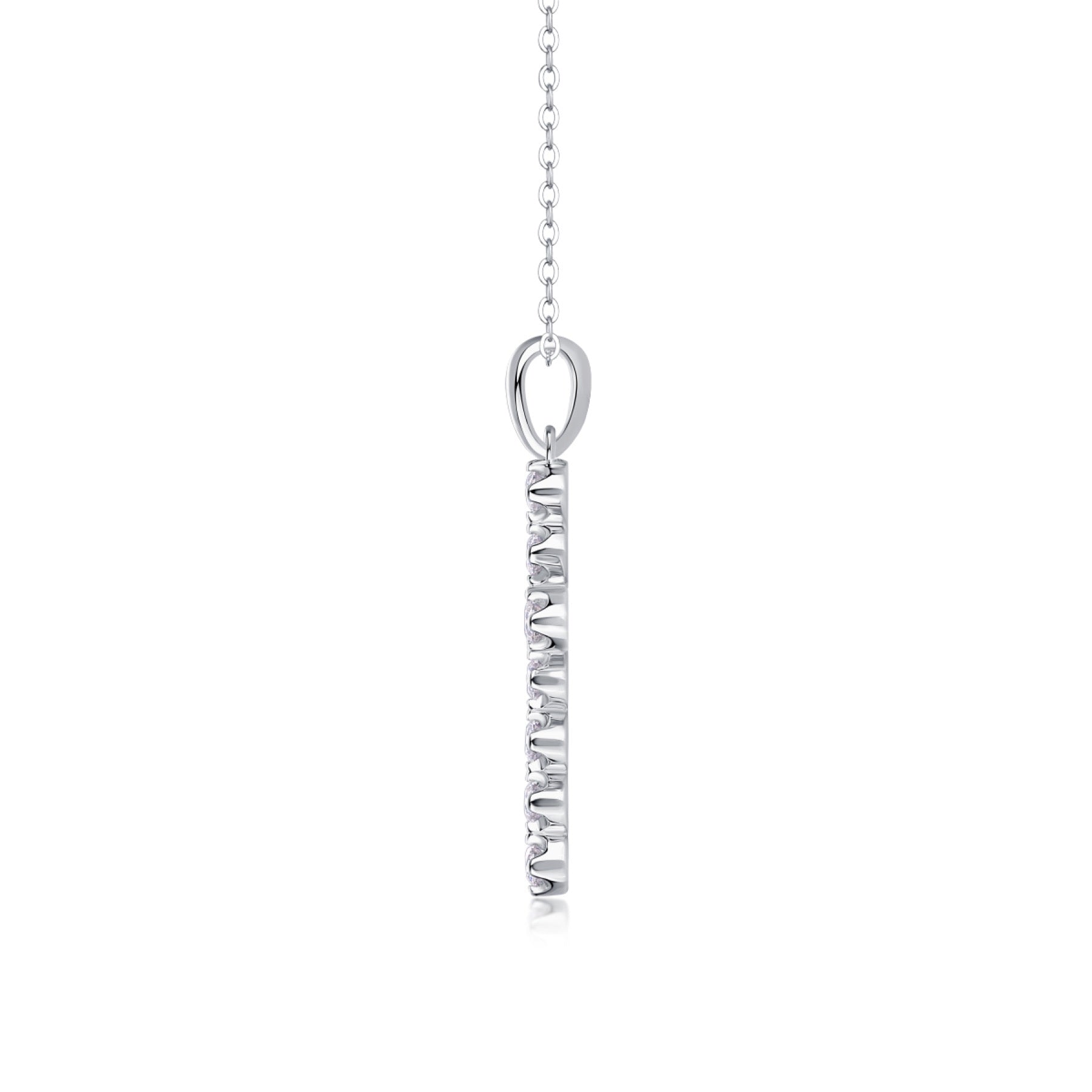 Vigil Moissanite Cross Necklace in Sterling Silver