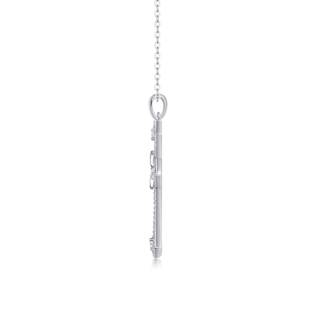 Bastion Moissanite Cross Necklace in Sterling Silver