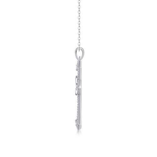 Bastion Moissanite Cross Necklace in Sterling Silver