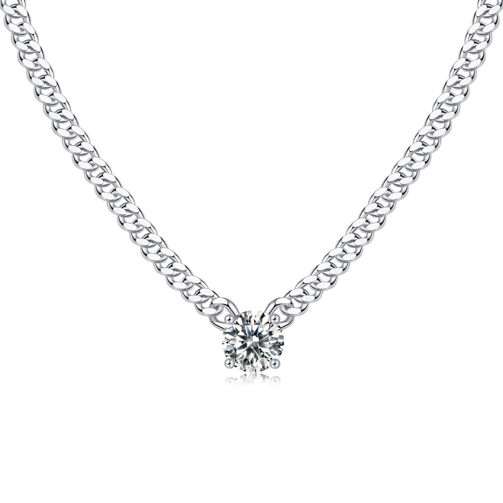 Havana 1 Carat Moissanite Cuban Chain Necklace in Sterling Silver