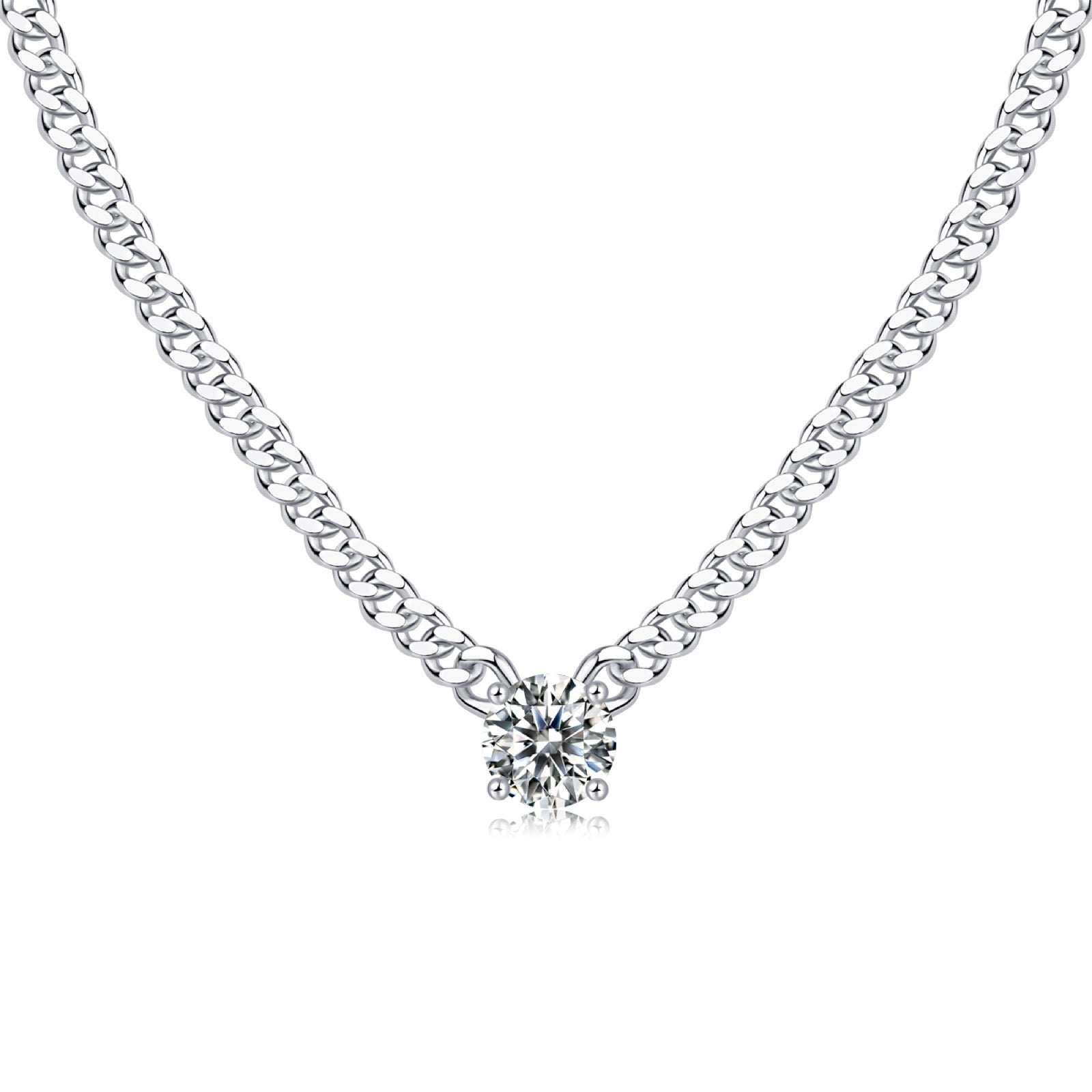 Havana 1 Carat Moissanite Cuban Chain Necklace in Sterling Silver