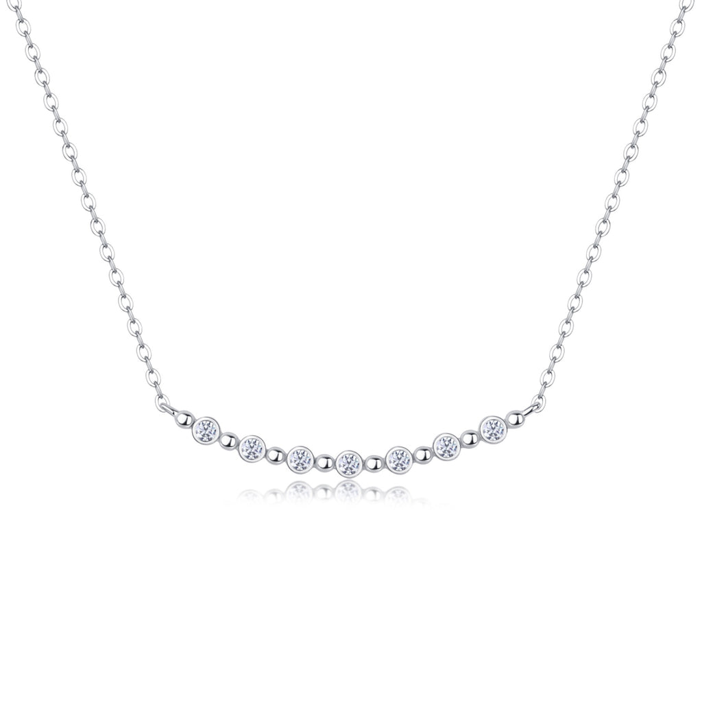 Constellation Moissanite Curved Bar Necklace in Sterling Silver