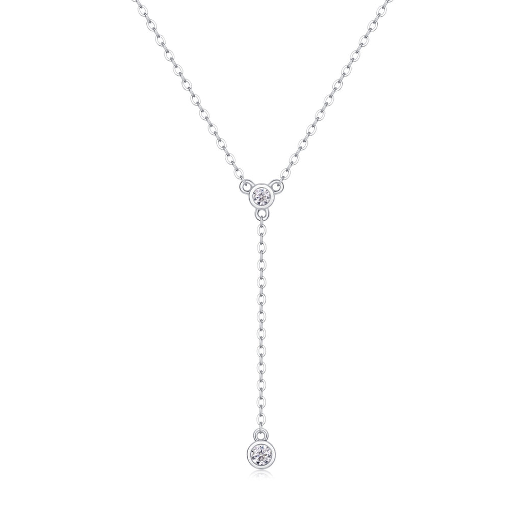 Cascade Moissanite Lariat Necklace in Sterling Silver
