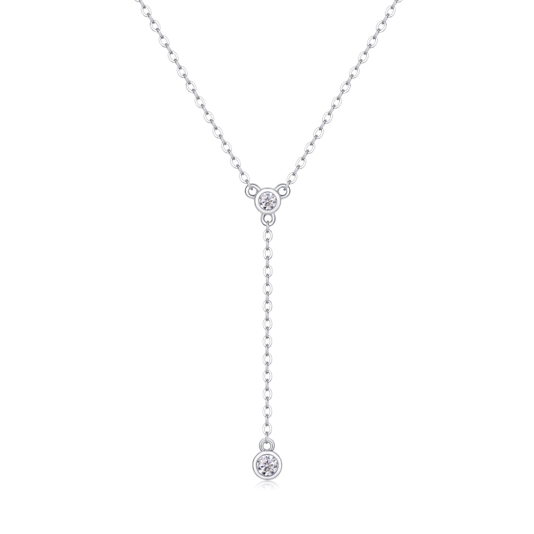 Cascade Moissanite Lariat Necklace in Sterling Silver