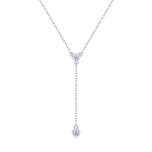 Cascade Moissanite Lariat Necklace in Sterling Silver