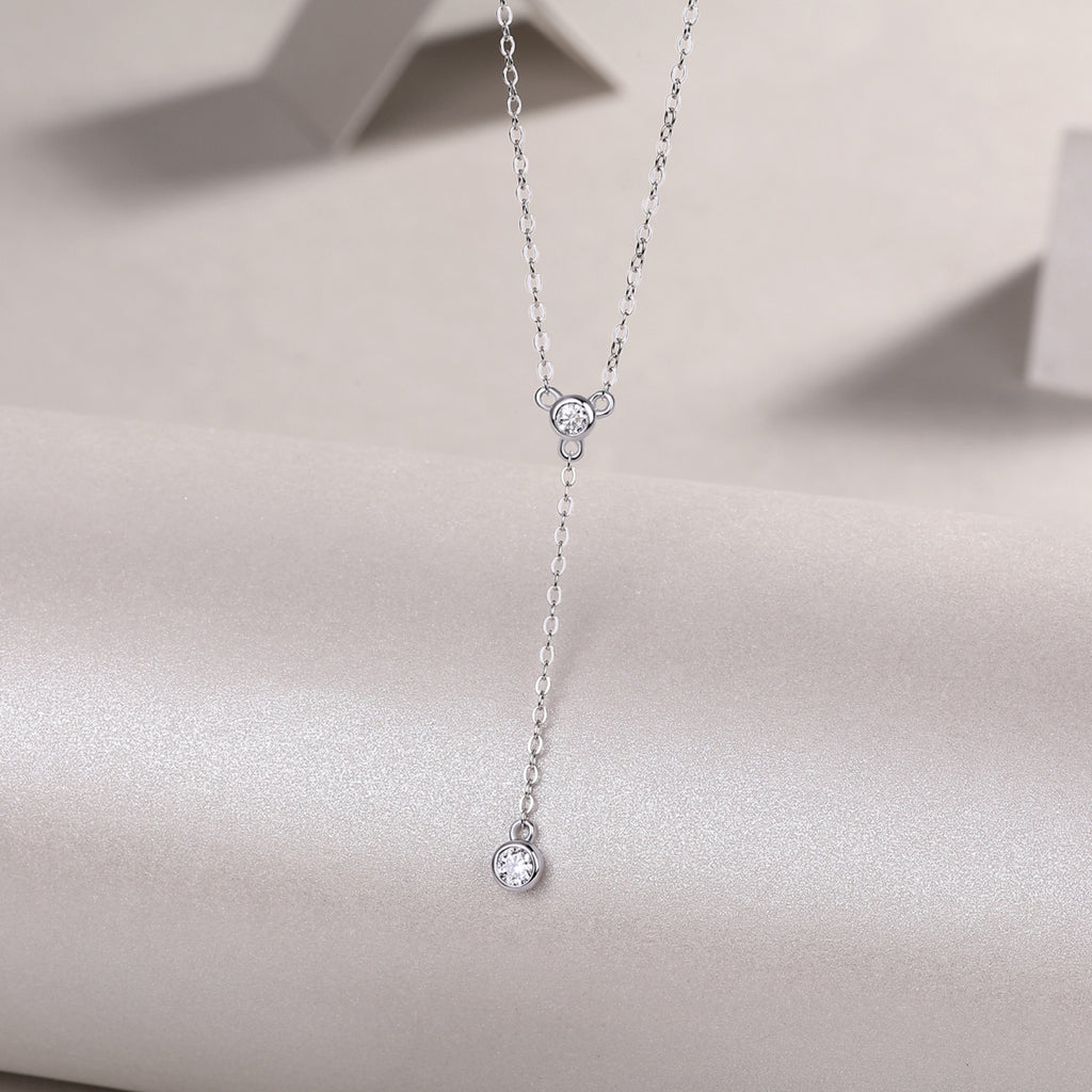 Cascade Moissanite Lariat Necklace in Sterling Silver