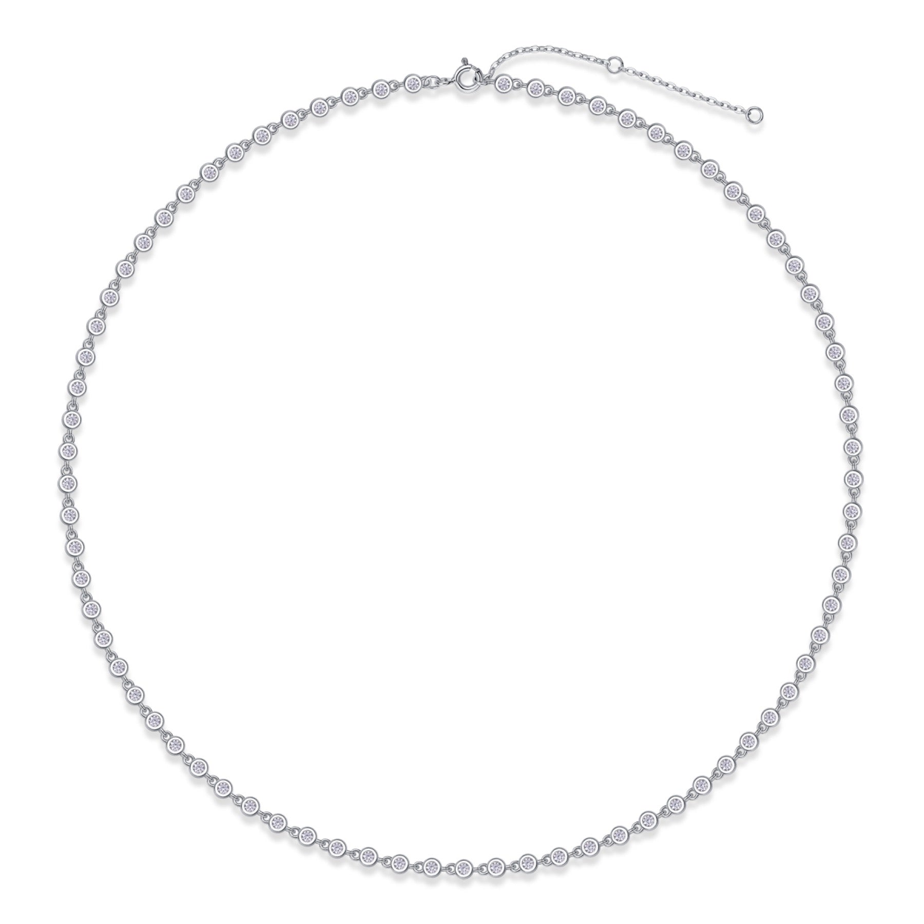 Full Circle Moissanite Tennis Necklace in Sterling Silver