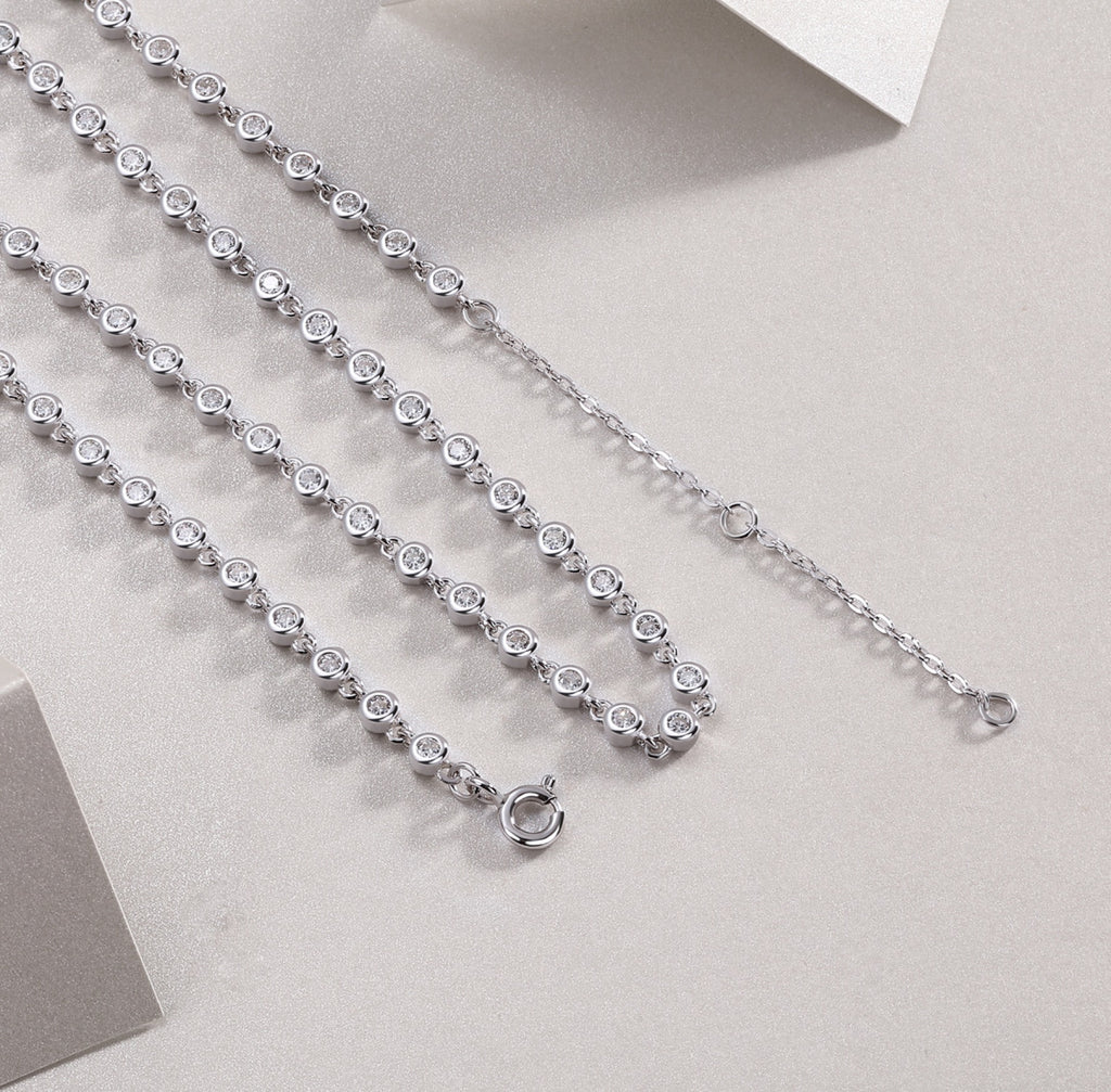 Full Circle Moissanite Tennis Necklace in Sterling Silver